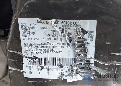 2006 Ford F-250 Lariat/Xl/Xlt from USA, damaged, VIN 1FTSW21P96EB66477